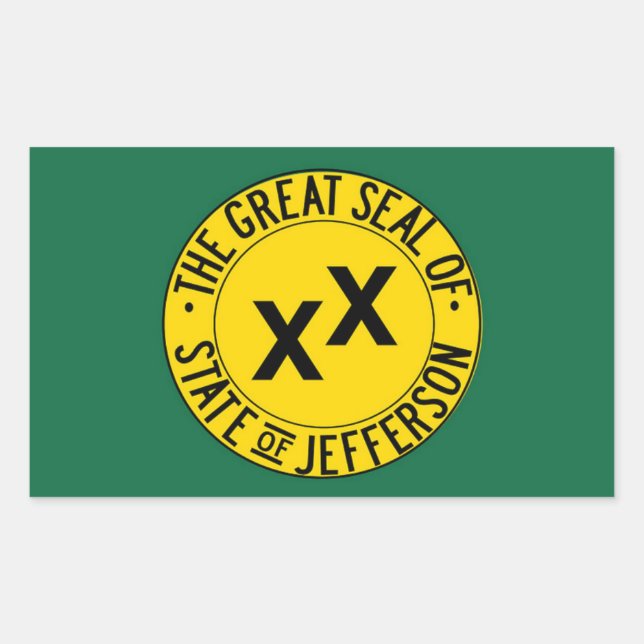 Pegatina Rectangular La gran bandera del Estado de Jefferson, Estados U (Anverso)