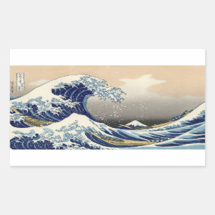 Pegatina Rectangular La Gran Ola frente a Kanagawa Hokusai