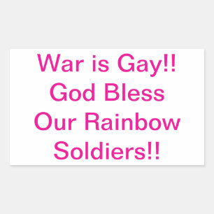 Pegatina Rectangular La guerra es Soldados Arcoíris Gay Hankamer Artjun