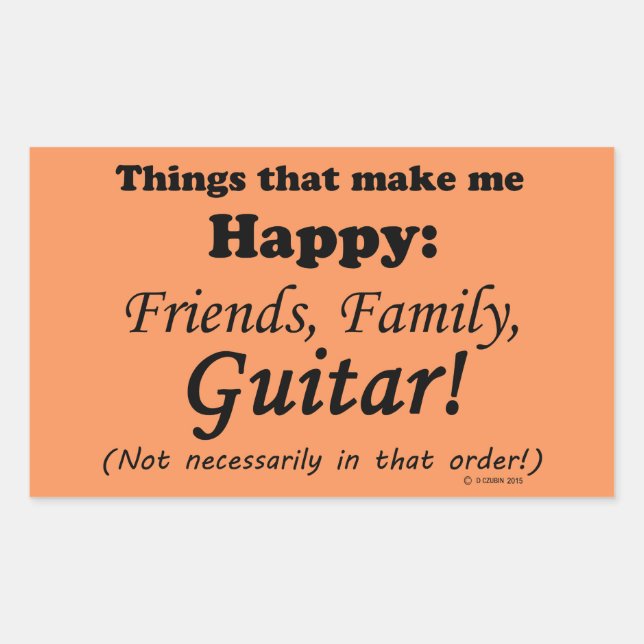 Pegatina Rectangular La guitarra me hace feliz (Anverso)