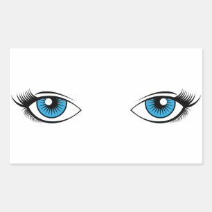 Pegatina Rectangular La hembra azul observa el gráfico del dibujo