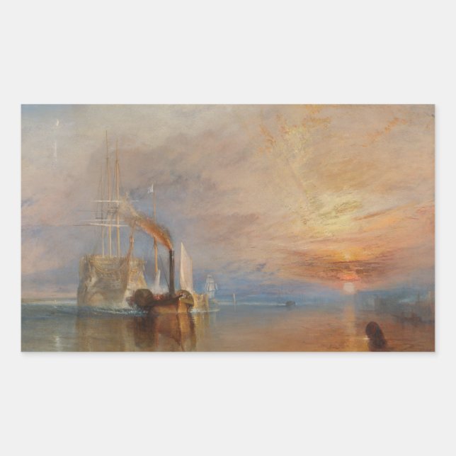 Pegatina Rectangular La lucha contra el atardecer temeraire Turner (Anverso)