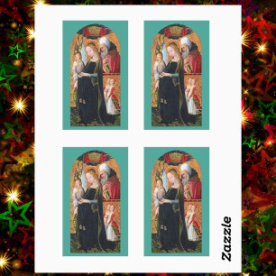 Pegatina Rectangular La Madonna Expectante con San José 4-UP