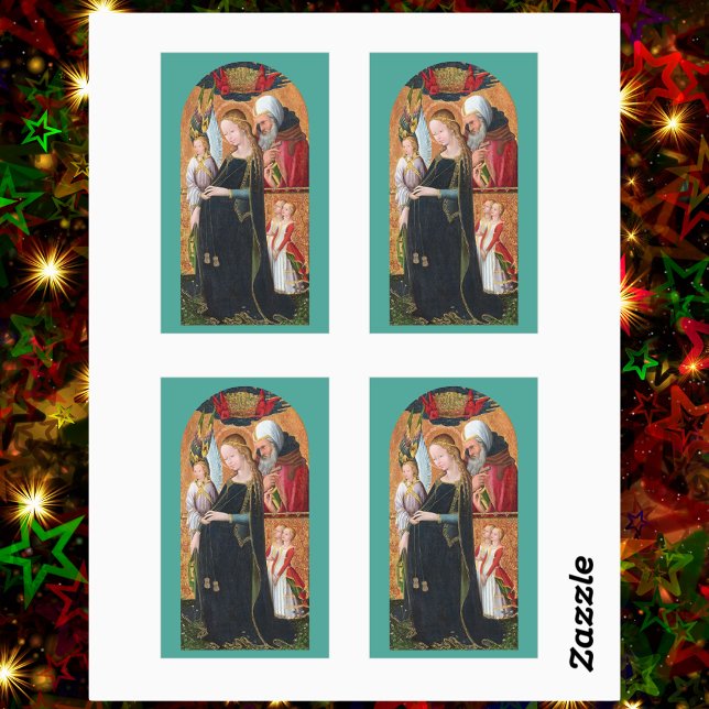 Pegatina Rectangular La Madonna Expectante con San José 4-UP (Subido por el creador)