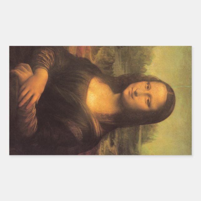 Pegatina Rectangular La Mona Lisa de Leonardo Da Vinci (Anverso)