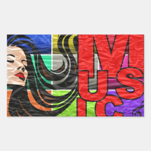 Pegatina Rectangular La música es mi vida