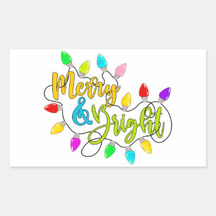 Pegatina Rectangular La Navidad Brillante Y Brillante Enciende El Pegat