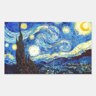 Pegatina Rectangular La noche estrellada de Vincent van Gogh 1889