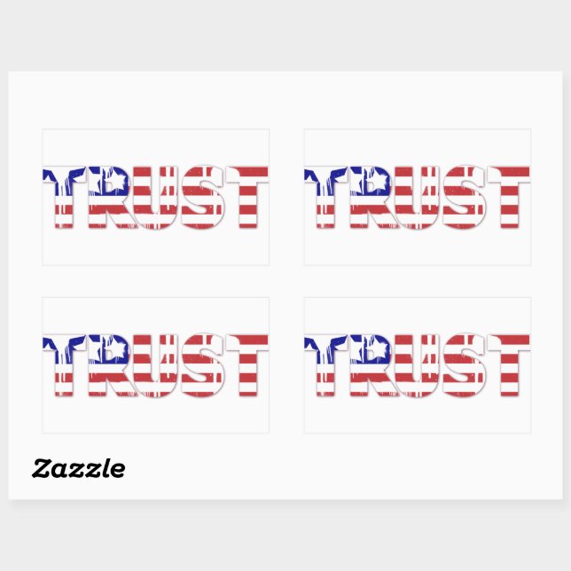 Pegatina Rectangular La palabra Confianza con bandera patriótica estado (Hoja)