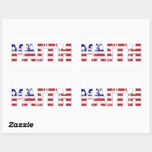 Pegatina Rectangular La palabra fe con bandera patriótica estadounidens