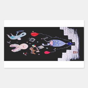 Pegatina Rectangular La pared del rosa