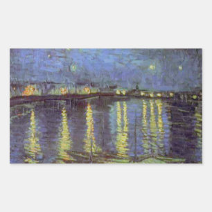 Pegatina Rectangular La pintura nocturna estelar de Van Gogh