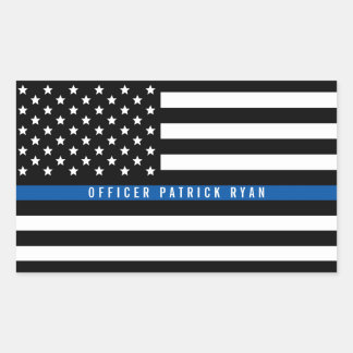 Pegatina Rectangular La policía delgada Línea Azul Bandera Estadouniden