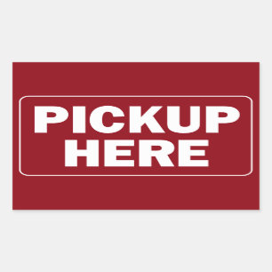 Pegatina Rectangular La recogida aquí firma para el restaurante o el