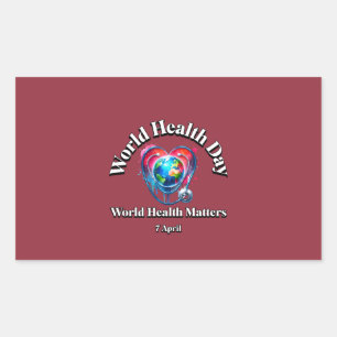 Pegatina Rectangular La salud mundial importa. Día Mundial de la Salud.
