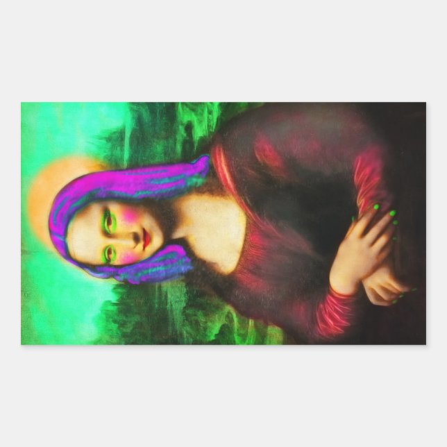 Pegatina Rectangular la señora Mona Lisa (Anverso)