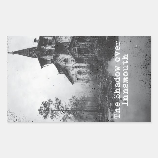 Pegatina Rectangular La sombra sobre la nave innsmouth Cthulhu Mythos (Anverso)