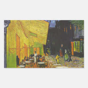 Pegatina Rectangular La terraza del Van Gogh Cafe Post-Impresionista
