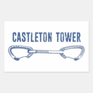 Pegatina Rectangular La torre de Castleton se eleva rápidamente