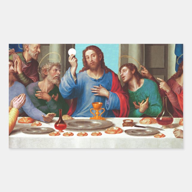 Pegatina Rectangular La última cena (Anverso)