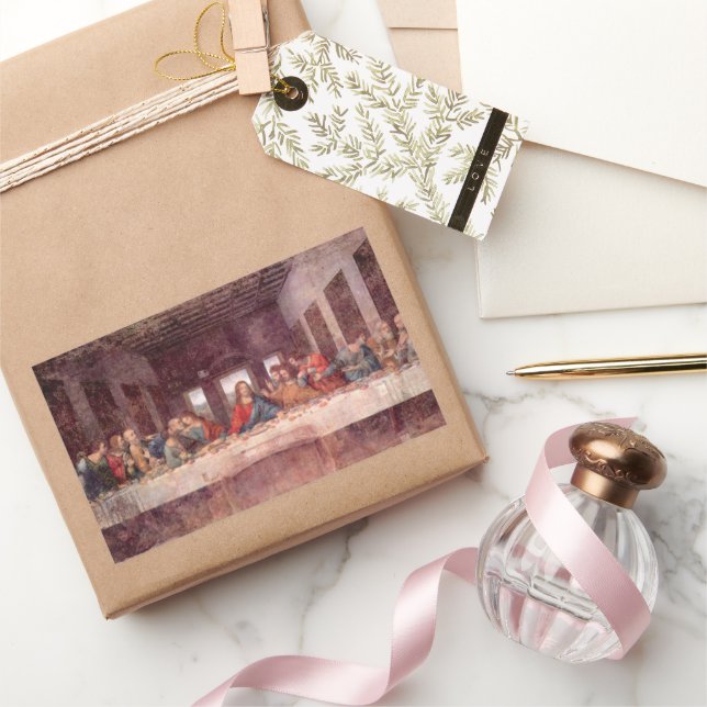 Pegatina Rectangular La última cena de Leonardo da Vinci (Regalar)