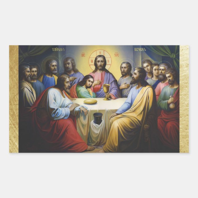 Pegatina Rectangular La última cena del sticker navideño de Jesucristo (Anverso)