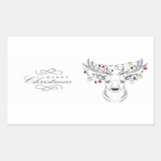 Pegatina Rectangular La vela de los Navidades venados