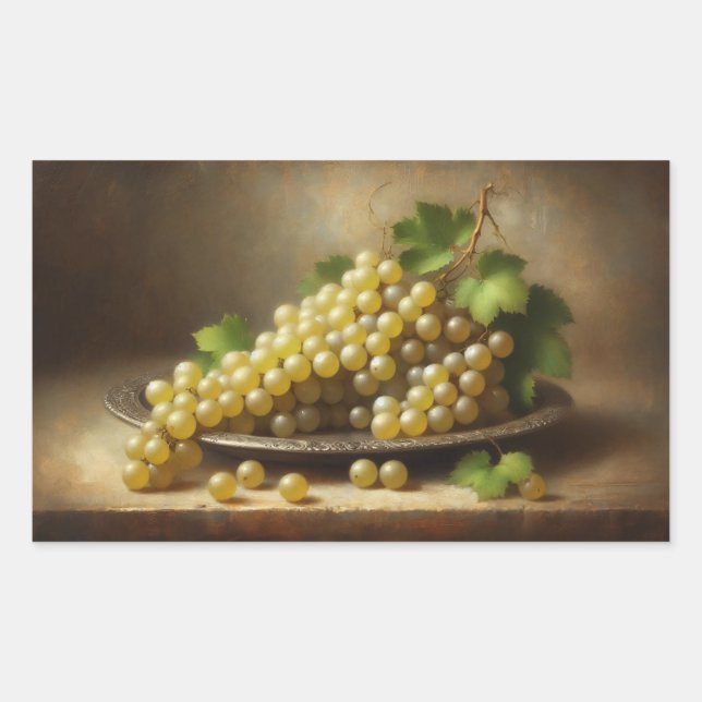 Pegatina Rectangular La vida de las uvas blancas antiguas (Anverso)