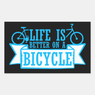 Pegatina Rectangular La vida es mejor en bicicleta Cita de ciclismo Dep
