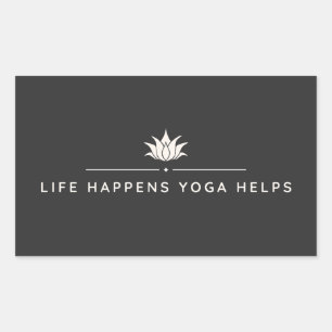 Pegatina Rectangular La Vida Sucede Yoga Ayuda Motivación