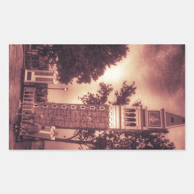 PEGATINA RECTANGULAR LA VIEJA TORRE MORADA (Anverso)