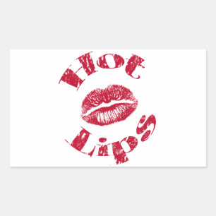 Pegatina Rectangular Labios calientes, labios rojos