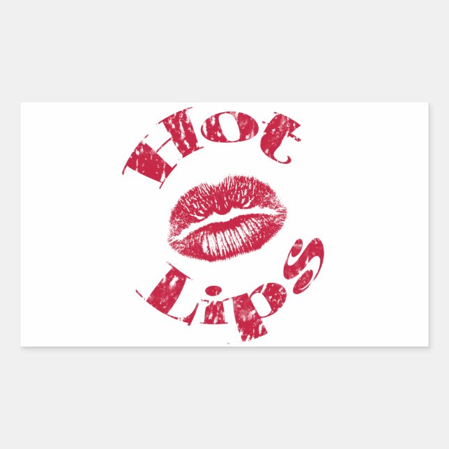 Pegatina Rectangular Labios calientes, labios rojos (Anverso)