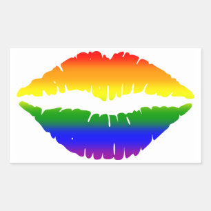Pegatina Rectangular Labios del arcoiris