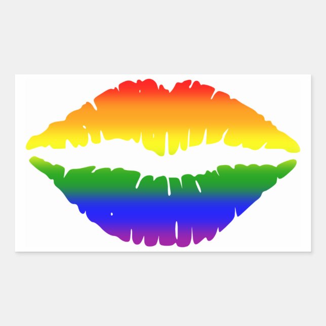 Pegatina Rectangular Labios del arcoiris (Anverso)