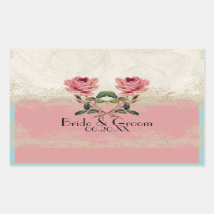Pegatina Rectangular Lace de Rosa de estilo barroco