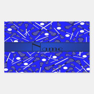 Pegatina Rectangular Lacrosse azul conocido personalizado