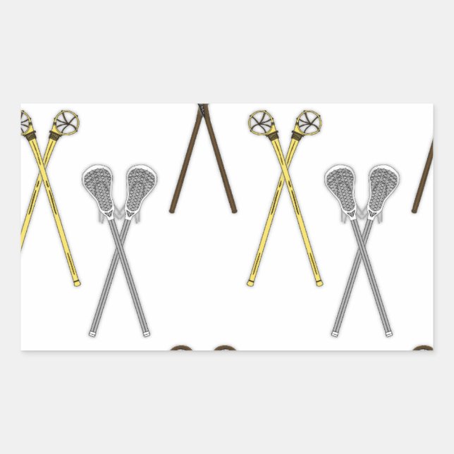 Pegatina Rectangular Lacrosse Sticks (Anverso)