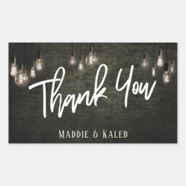 Pegatina Rectangular Ladrillos industriales con luz Edison Gracias