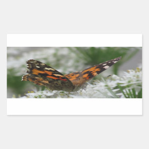 Pegatina Rectangular Lady Butterfly pintada