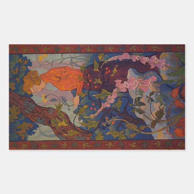 Pegatina Rectangular Lady con Foxgantes (Anverso)