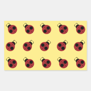 Pegatina Rectangular Ladybug 60s retro fresco amarillo