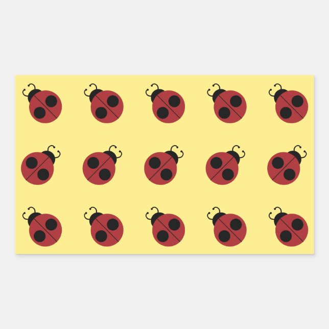 Pegatina Rectangular Ladybug 60s retro fresco amarillo (Anverso)