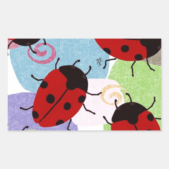 PEGATINA RECTANGULAR LADYBUGS (Anverso)