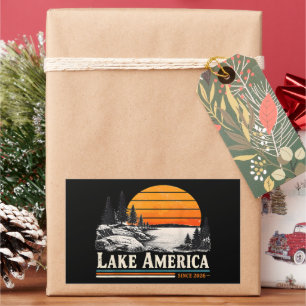 Pegatina Rectangular Lago América 2026 Vintage