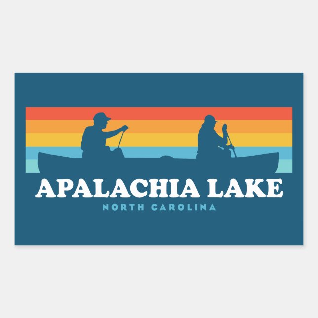 Pegatina Rectangular Lago Apalachia Carolina del Norte Canoe (Anverso)