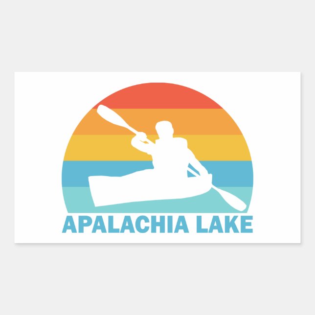 Pegatina Rectangular Lago Apalachia Carolina del Norte Kayak (Anverso)