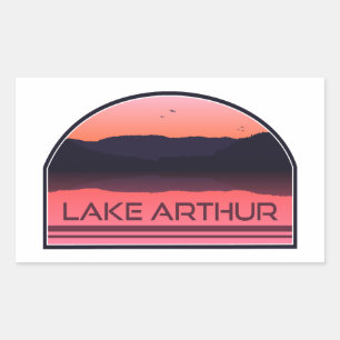 Pegatina Rectangular Lago Arthur Pennsylvania Red Sunrise