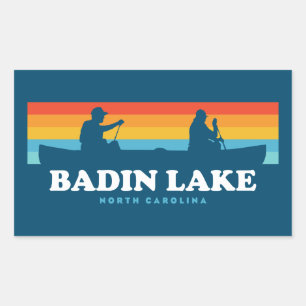 Pegatina Rectangular Lago Badin Carolina del Norte Canoe