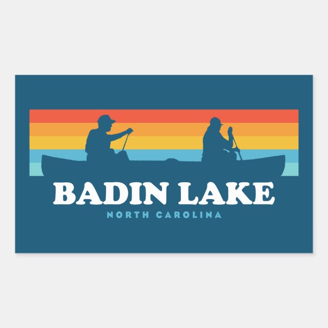 Pegatina Rectangular Lago Badin Carolina del Norte Canoe (Anverso)